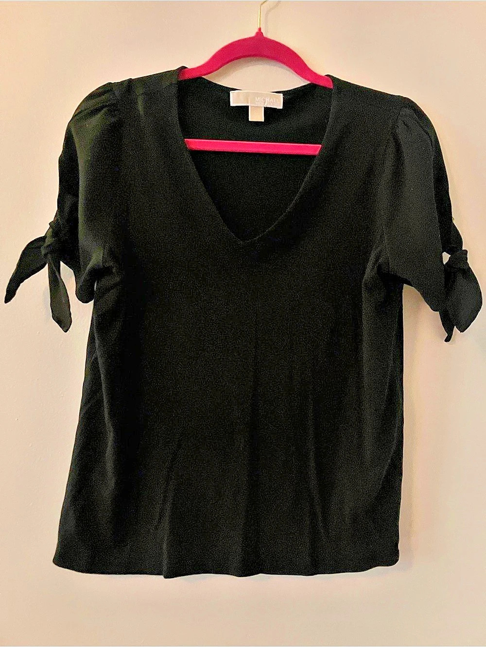 Michael Kors Black Tie-Sleeve Blouse Size Medium